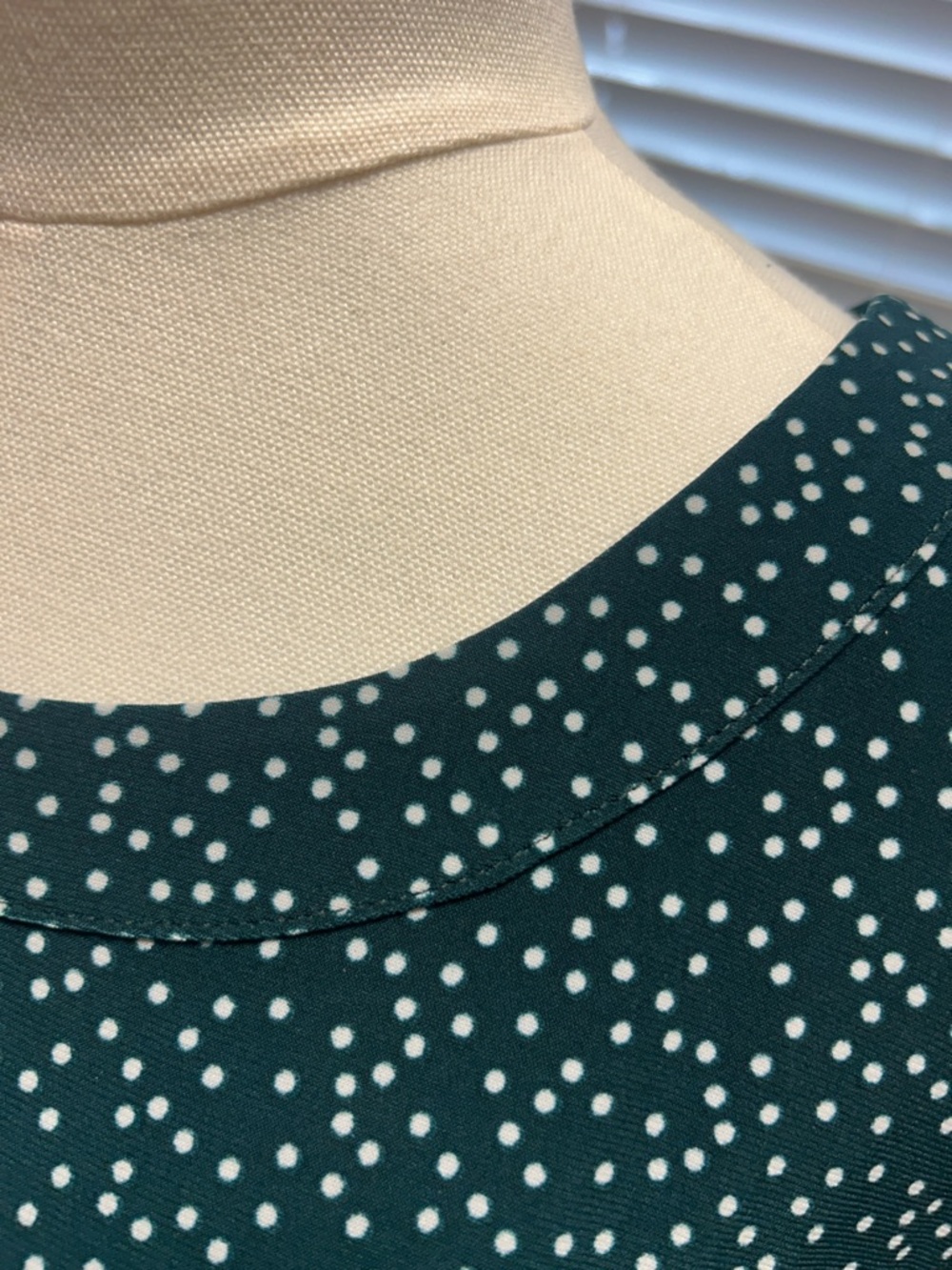 Anne Klein Dark Teal Polka Dot Long-Sleeve Swing Shirt - Picture 5 of 8